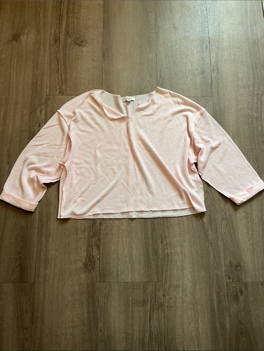Francesca's Collections Pale Pink Cropped Long Sleeve Top